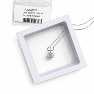 Moissanite 925 Silver 3TCW Necklace MSRP $2,260